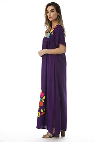Riviera Sun Long Embroidered Dresses for Women 21861-PUR-3X Purple - Thumbnail 2