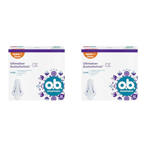 o.b. Tampons ExtraProtect Super 2 x 42 Stk, mit Dynamic Fit Technologie für bis zu 100 Prozent Auslaufschutz bei starken Tagen