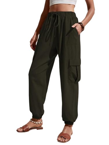 GUOLEZEEV High Waisted Jogger Pants Loose Hiking Joggers for Women Casual Lightweight Tapered Cargo Pants with Pockets