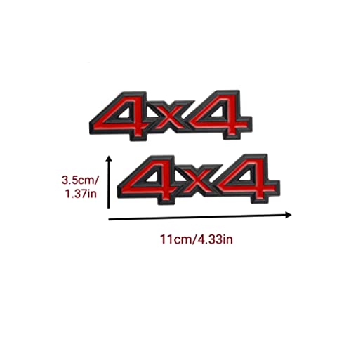 Image of 2 Pcs 3D 4X4 Emblem Badge car NameplateSide Fender Rear Trunk Compatible with 1500 2500 3500 Off-Road Vehicle /SUV /Pickup (Black red)