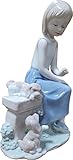 Figurine en porcelaine Fille aux chiens