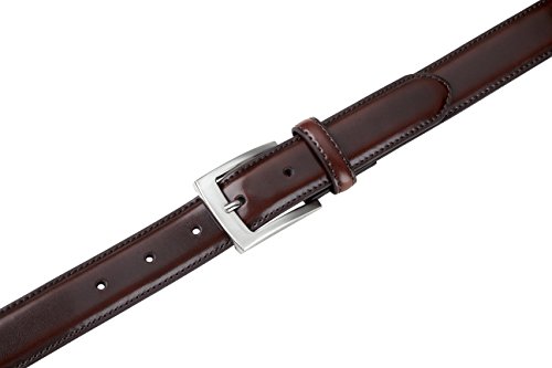 Sportoli Belts for Men Mens Belt Buckle Genuine Leather Stitched Uniform Dress Belt - Wine - Size 40 (Waist 38)4