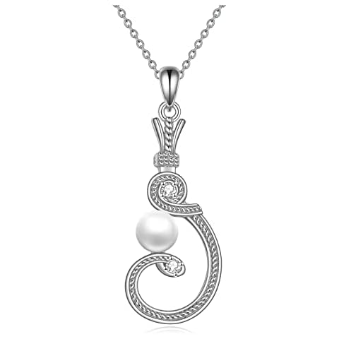 VENACOLY Pearl Necklae Sterling Silver Cletic Knot Pendant Necklace Christmas Freshwater Pearl Jewelry Gifts for Women and Girls Cover