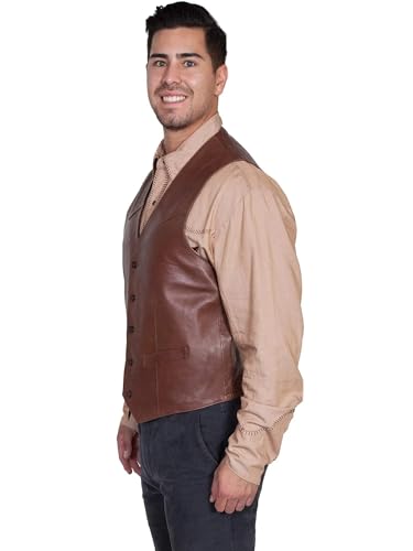 Image of Scully Men's Lambskin Leather Western Vest Chocolate 54 R