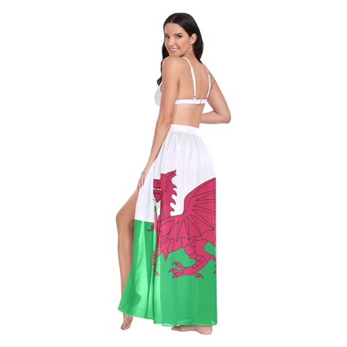 GuoChe Falda de natación para mujer, pareo, traje de baño, ropa de playa, club, bandera de Gales