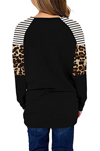 Image of SELINK Girls Big Kids Long Sleeve Striped Color Block Pocket Tees | Casual Loose Fit With Side Pockets,Soft Stretch Polyester Blend For Big Girls Daily&Back To School Wear
