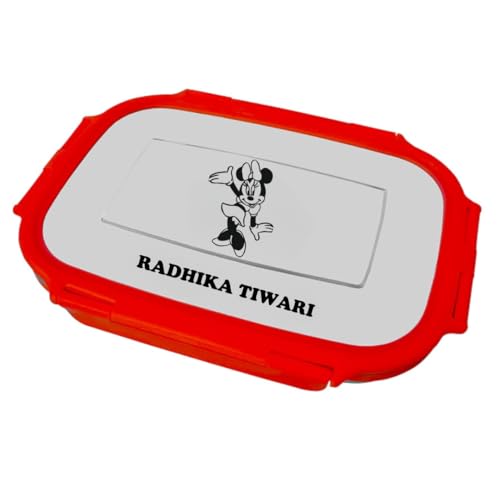 Image of ncgifts Personalized Tiffin | Customized Lunch Box | Personalized Stainless Steel Tiffin Box | Your Child's Name and Favourite Character Engraved | for Scholl Students (Red)