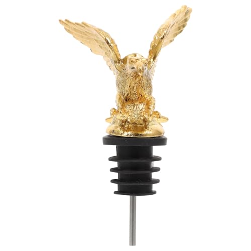 HOUDERCO Vertedor de Vino Tapón Reutilizable Forma de Cabeza de Águila en Aleación de Zinc Dorada y Accesorio Decorativo para Fiestas y Hogar