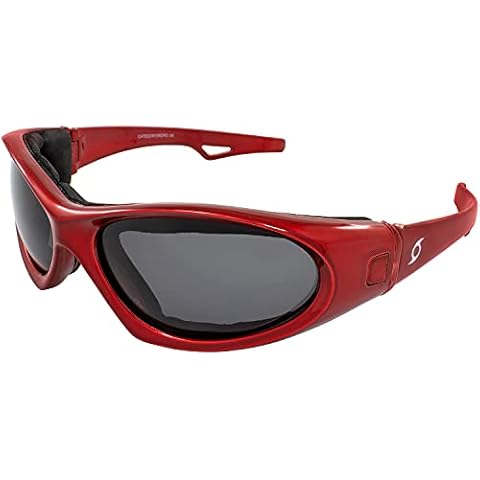 Hurricane Eyewear Category-5 Jet Ski Water-Sport Floating Red Goggles Interchangeable Sunglasses to Goggles with Polarized Smoke Lens Cover