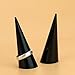 WSSROGY 6PCS Acrylic Ring Display Plexiglass Solid Cone Shape Ring Rack Jewelry Showcase Display Stand, (Clear,White,Black)