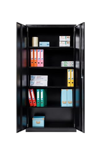 Furni24 Aktenschrank, fertig montiert, 195x92x42cm, Stahlflügeltürschrank...