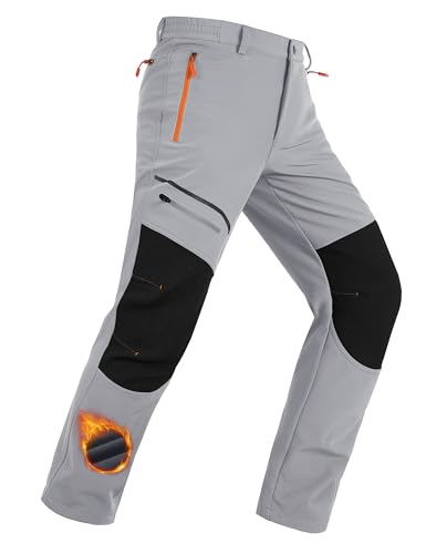 MAGCOMSEN Men's Winter Snow Ski Pants Fleece Lined Water Resistant Insulated Work Outdoor Hiking Snowboard Pants 4 Pockets