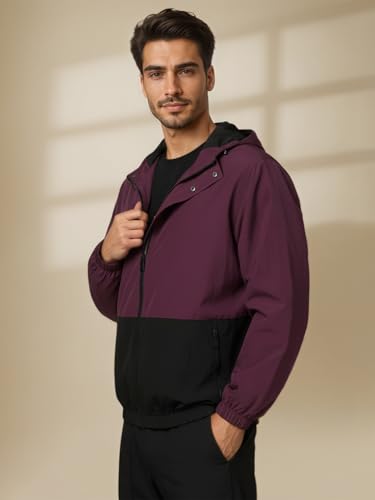 Image of CHKOKKO Sunscreen Jacket for Men Windcheater Hooded Zipper Sports Jacket | UV Protection | Sun Protective | Lightweight Water Resistant | Riding Biker | Outdoor Travel Gym Running