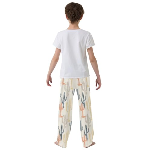 ZZXXB Retro Cacti Boys Long Pants Soft Trousers Elastic Waist Kids Lounge Bottoms with Pockets S-XL3