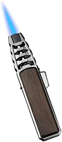 Pen Spray Gun Jet Butane Pipe Lighter Metal Gas Kitchen Torch Lighter Jet Flame Refillable Butane Lighter Windproof Lighter Punch with Gift Box, Butane Not Included, Great Gift Idea for Men (Brown)