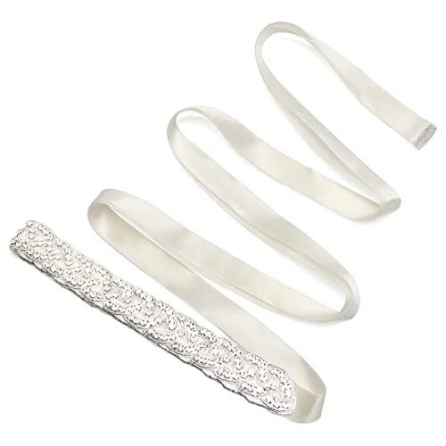 Ruicaifu Cinturones de Mujer Fiesta Cinturón de Boda de Cristal de Diamantes de Imitación Cadena de Vestido para Fiesta Boda Cover