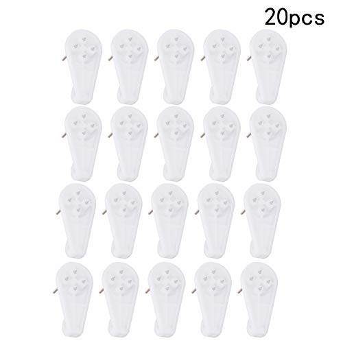 Image of Aicosineg Hardwall Hanger Mount Non-Mark Hook Photo Picture Frame Hanger for Fasteners Wall Wallpaper Walls Concrete Hooks Wooden Doors Hardware Medium White Tone 20pcs