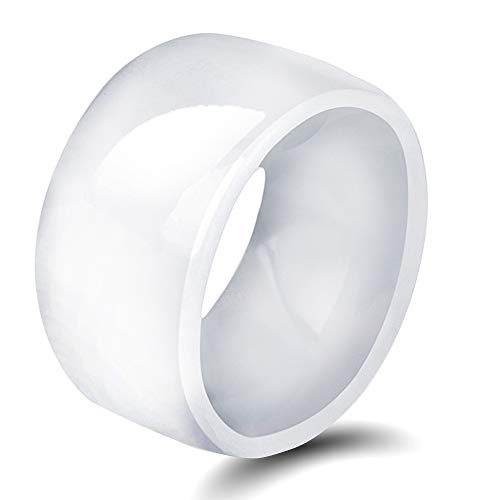 VQYSKO 10mm Polished White Ceramic Rings for Men Women Engagement Wedding Rings (Avail. Sizes 6 to 11) 9