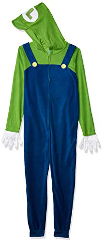 Nintendo Men s Luigi COS Play ONE Piece Pajama Union Suit, Navy, L XL