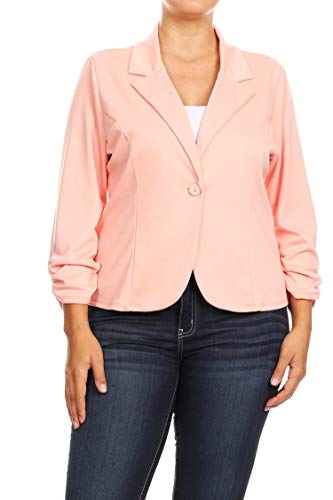 Women's Plus Size Casual Solid Basic Long Sleeve Blazer Cardigan Jacket/Made in USA