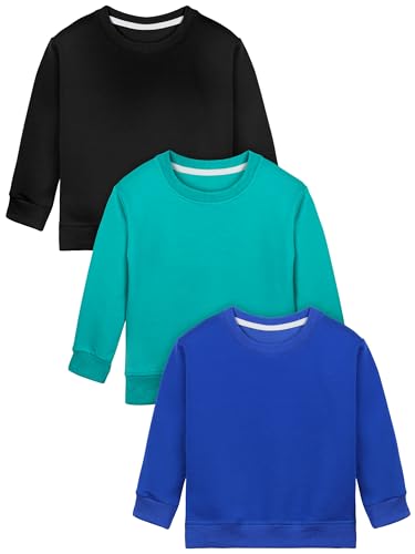 Cooraby KB5095 3 Pack Baby And Toddler Boys Crewneck Sweatshirts Kids Solid Cotton Pullover Hoodie Long Sleeve T-Shirts Tops cover