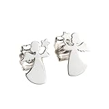 SHALOM - Pendientes de ángel de plata 925 rodiada. Dimensiones 1 x 1 cm