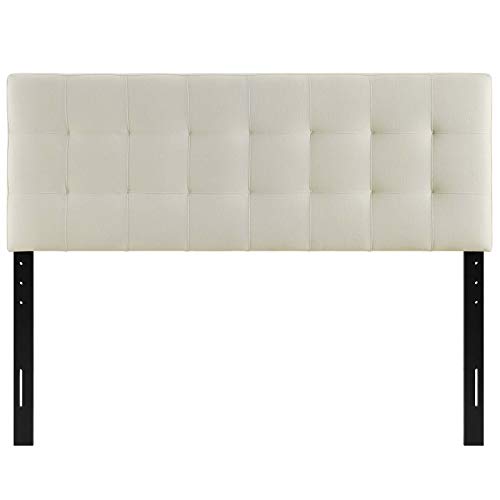 Image of Modway Lily Tufted Linen Fabric Upholstered Full Headboard in Ivory