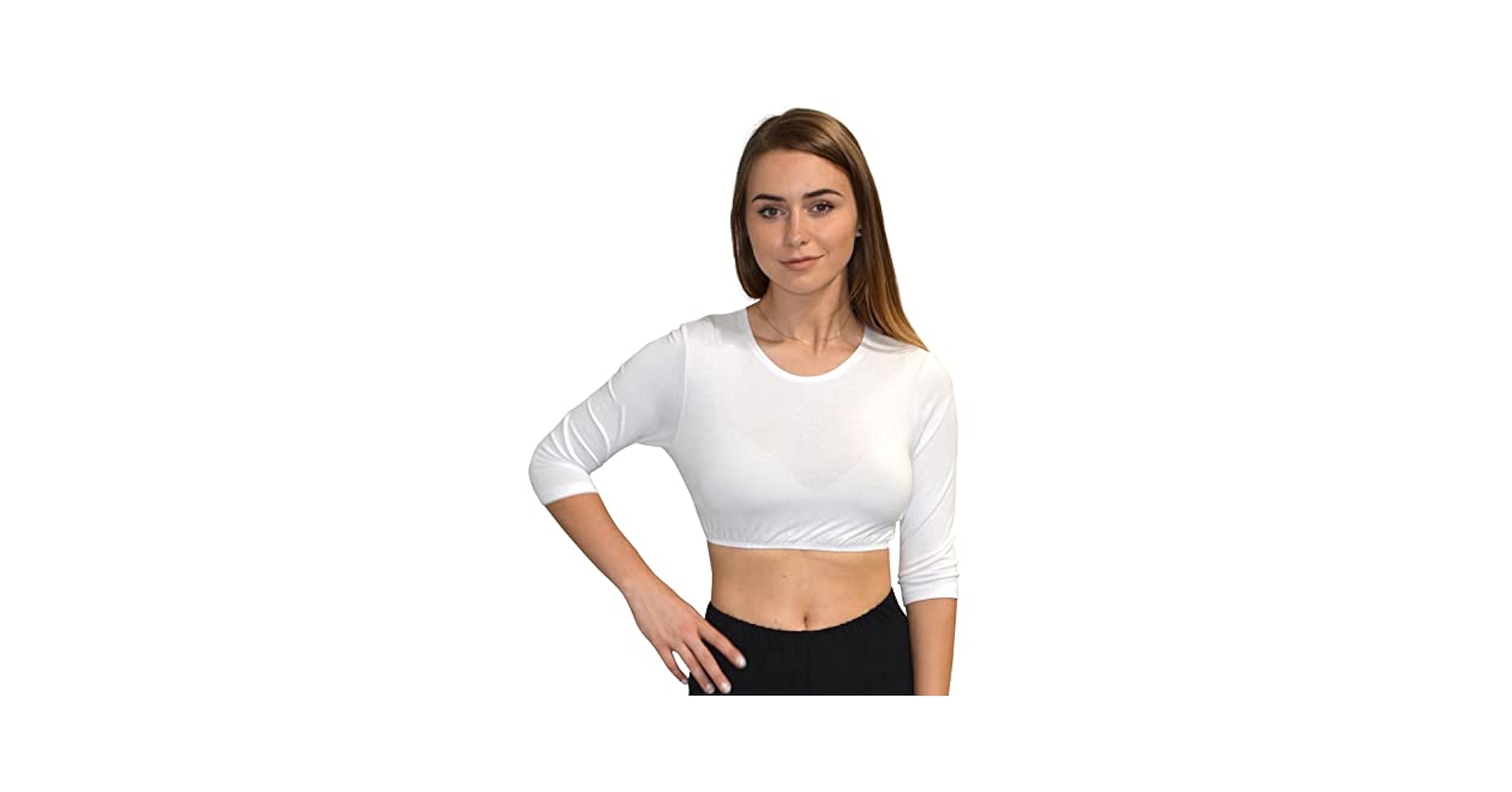 Kosher Casual Women's Modest High Neck Cropped Layering