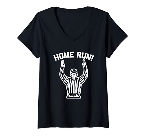 Womens Home Run! (Football Referee) T-Shirt funny saying sarcastic V-Neck T-Shirt, Black