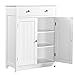 Yaheetech Mueble Baño de Tres Niveles Armario Baño Columna con Repisa Ajustable Mueble Auxiliar de Almacenaje de Madera Lacada 60x30x80cm Blanco