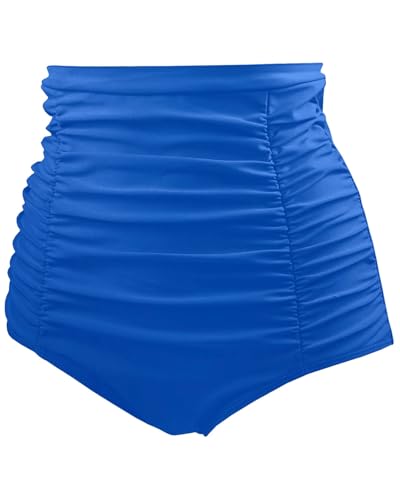 Image of Tempt Me Women's High Waisted Swimsuit Bottom Tummy Control Ruched Bikini Bottom Vintage Swim Bottom Tankini Briefs
