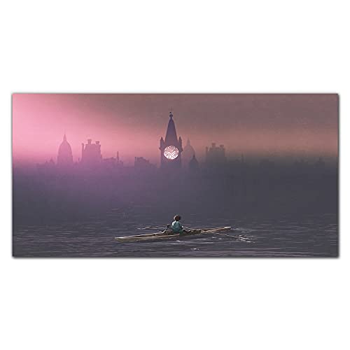 Tableau Décoration Murale Paysage Urbain 140x70cm, Grand Format Impression Photo sur Toile