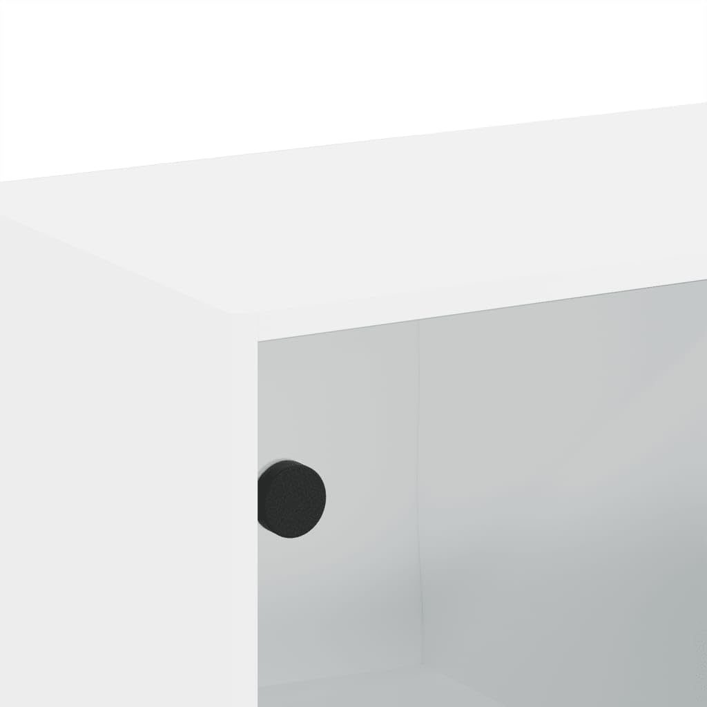vidaXL Szafki wiszące, 2 szt., szklane drzwi, białe, 68,5x37x35 cm, szafka ścienna, szafki podwieszane, szafka do zawieszenia na ścianie