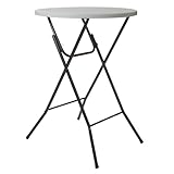 Perel Stehtisch klappbar, Bistrotisch, Klapptisch, stehtisch Outdoor wetterfest, Stehbiertisch rund, hoch, für Terrasse, Balkon, Garten, tragbar, Ø 80 x 110 cm, weiß