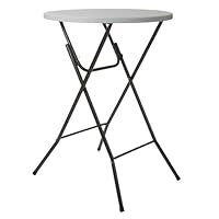 Perel Stehtisch klappbar, Bistrotisch, Klapptisch, stehtisch Outdoor wetterfest, Stehbiertisch rund, hoch, für Terrasse, Balkon, Garten, tragbar, Ø 80 x 110 cm, weiß