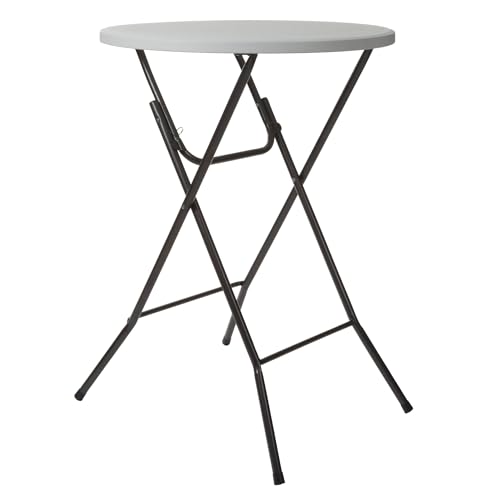 Perel Stehtisch klappbar, Bistrotisch, Klapptisch, stehtisch Outdoor wetterfest, Stehbiertisch rund, hoch, für Terrasse, Balkon, Garten, tragbar, Ø 80 x 110 cm, weiß