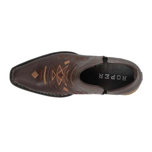 ROPER Womens Ava Aztec Southwest Embroidered Snip Toe Casual Boots Ankle Low Heel 1-2" - Brown - Size 11 B4