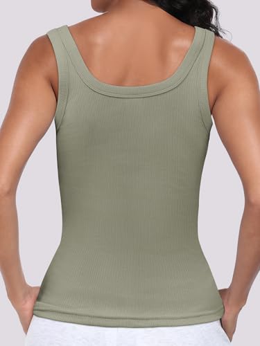 Image of ANRABESS Womens Sleeveless Scoop Neck Tank Top Ribbed Fitted Summer Basic Slim Cute Tops 2026