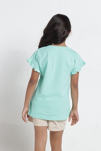 Image of Under Fourteen Only Girls Cotton Tops Collection - Round Neck, Crop Top, Full & Half Sleeve, Drop Shoulder, Ruffle Sleeve, Graphic Printed, Embroidered & Slub Knit Styles