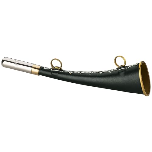 Cuerno de caza cuerno de caza cuerno de niebla 16 cm 21 cm 25 cm barco de caza de latón, verde, dorado (verde, 21 cm)