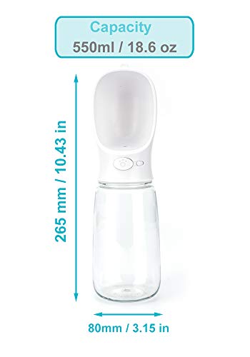ProYearn Portable Dog Water Bottle, 550ml / 18.6 oz Water Bottle with Drinking Feeder for Dogs, Water Dispenser for Dogs in Walking, Hiking & Traveling (White), Green - Image 3