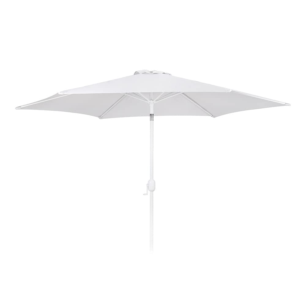 LOLAhome Parasol de jardín Apertura manivela Alba Blanco de Aluminio de Ø 300 cm