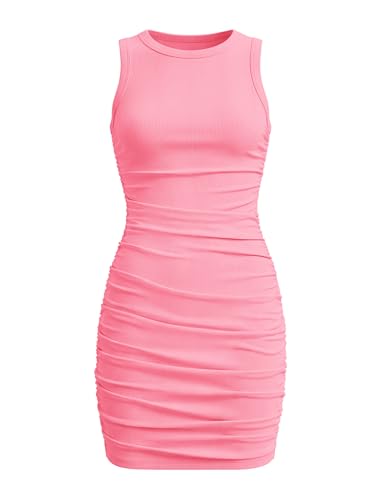Vestido corto entallado para niñas EXARUS casual sin mangas con cuello redondo para diario