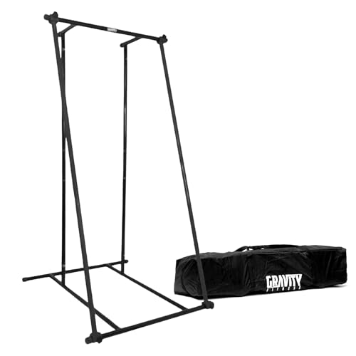 Gravity Fitness Barra de dominadas, equipo portátil de dominadas, equipo de gimnasio en casa, calistenia y entrenamiento de peso corporal, estante de dominadas ajustable y estación de inmersión (con