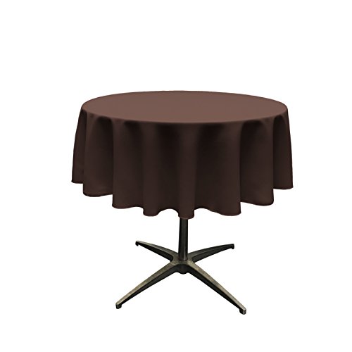 La Nappe Ronde en Lin Polyester en Popeline, Polyester, Marron, 58'