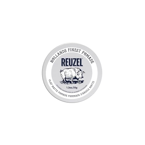 REUZEL Clay Matte Pomade, Medium All Day Hold, Water Soluble Styling, Matte Finish and Flake Free, Easy To Wash Out, For All Hair Types