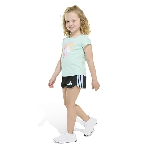 Image of adidas Girls' Graphic Tee Shirt and Mesh Short Set