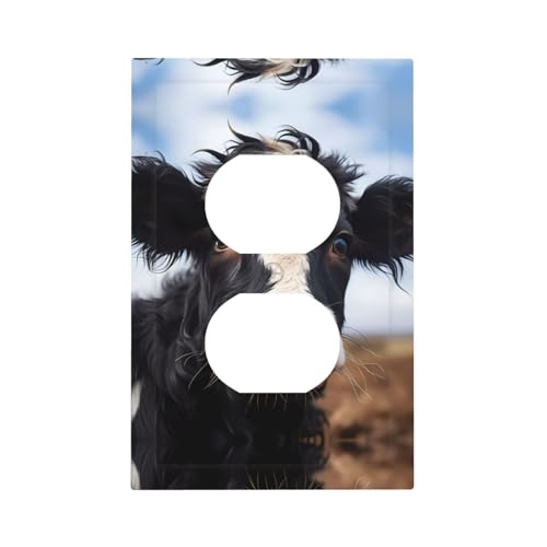 ModernCute - Cubiertas decorativas para interruptores con estampado de vaca, paneles de pared duraderos para interruptores de luz y enchufe