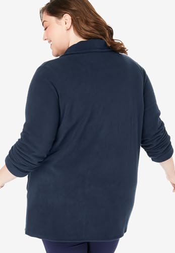 Woman Within Plus Size Microfleece Cardigan Shawl Collar Oversized Long Open Jacket2