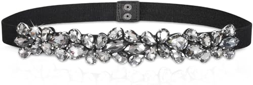 Women's Rhinestone Waist Belt, Beaded Crystal Elastic for Dress2